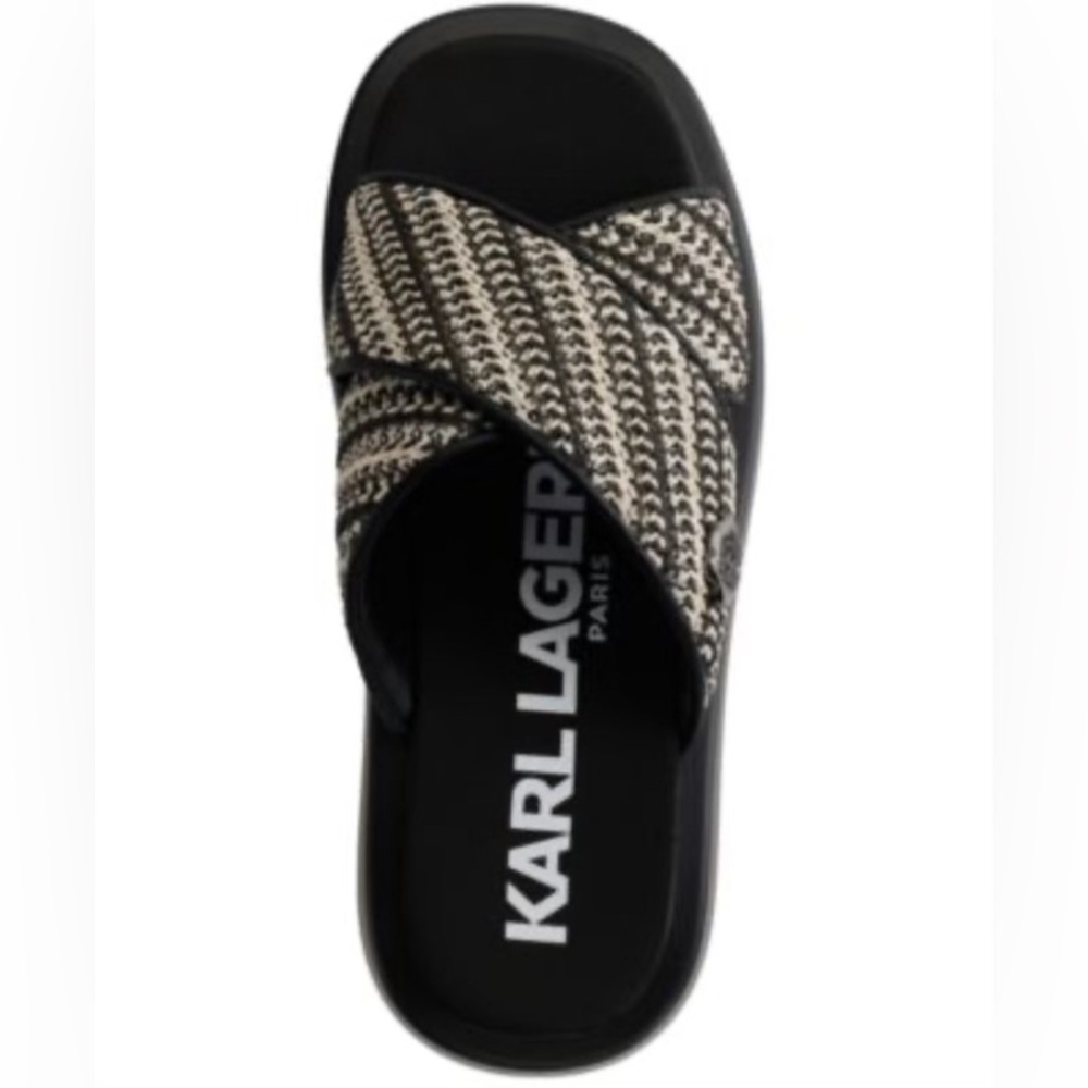 KARL LAGERFELD PARIS Women's Ophelia Woven Slip-On Platform Sandals